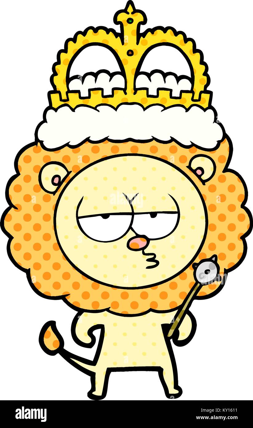 cartoon bored lion wearing crown Stock Vector Image & Art - Alamy