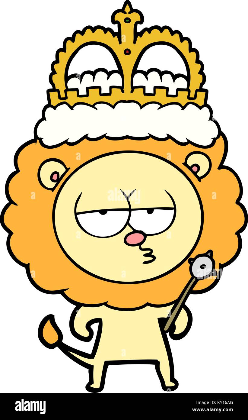 cartoon bored lion wearing crown Stock Vector Image & Art - Alamy