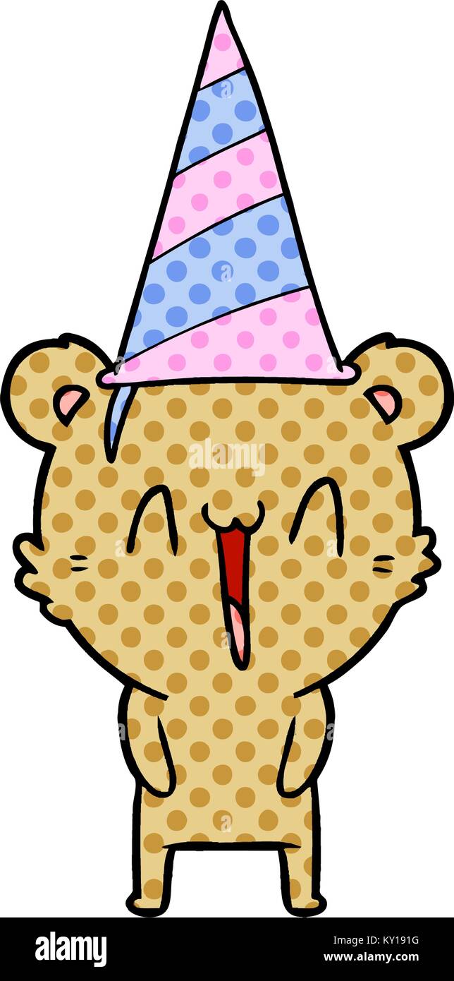 happy bear in party hat cartoon Stock Vector Image & Art - Alamy