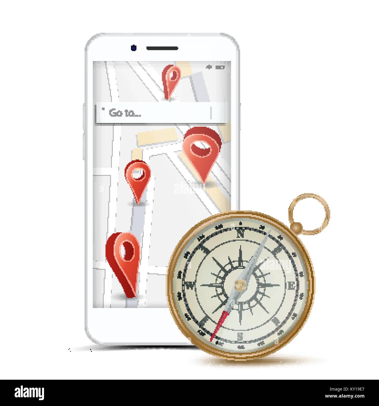 GPS App Concept Vector. Navigation, Travel, Tourism, Location Route