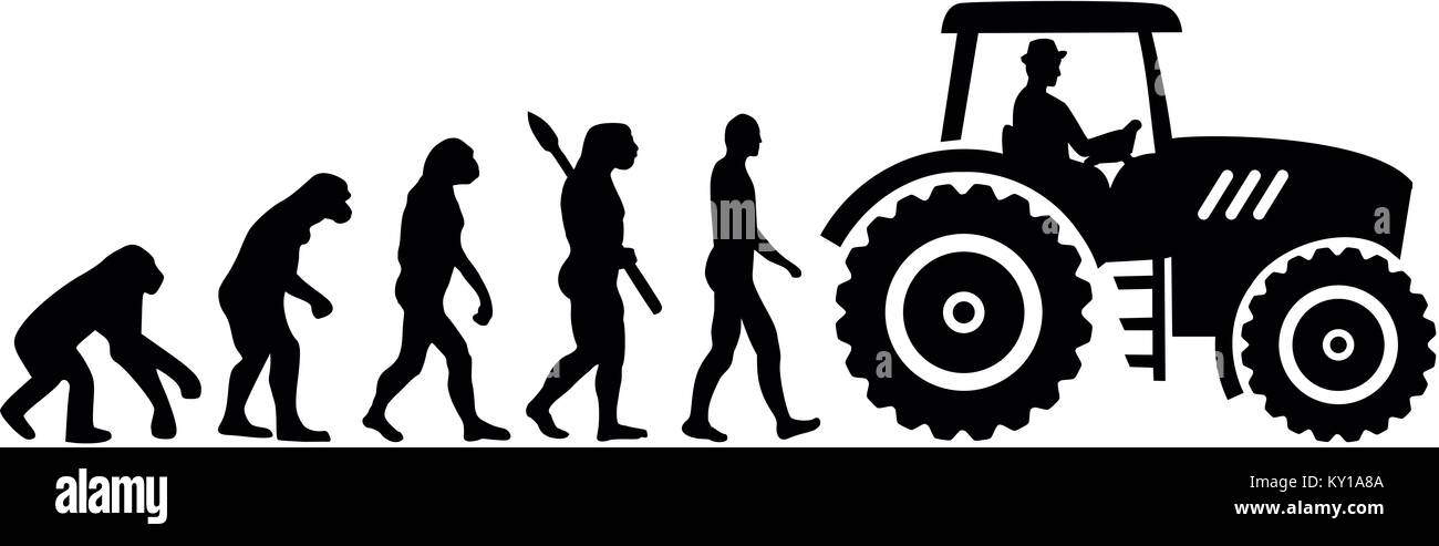 Evolution of a farmer with tractor Stock Photo - Alamy