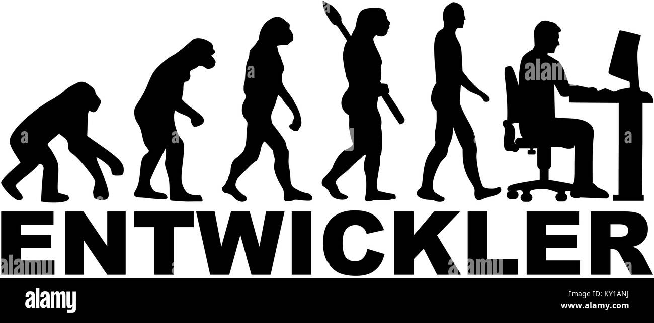 Developer evolution with german word Stock Photo Alamy