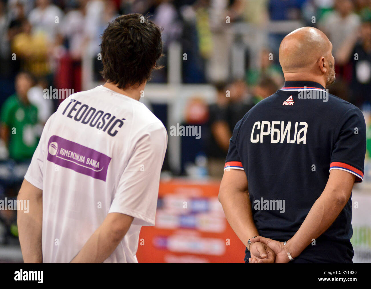 Milos Teodosic and Aleksandar Djordjevic during the anthem - Serbia ...