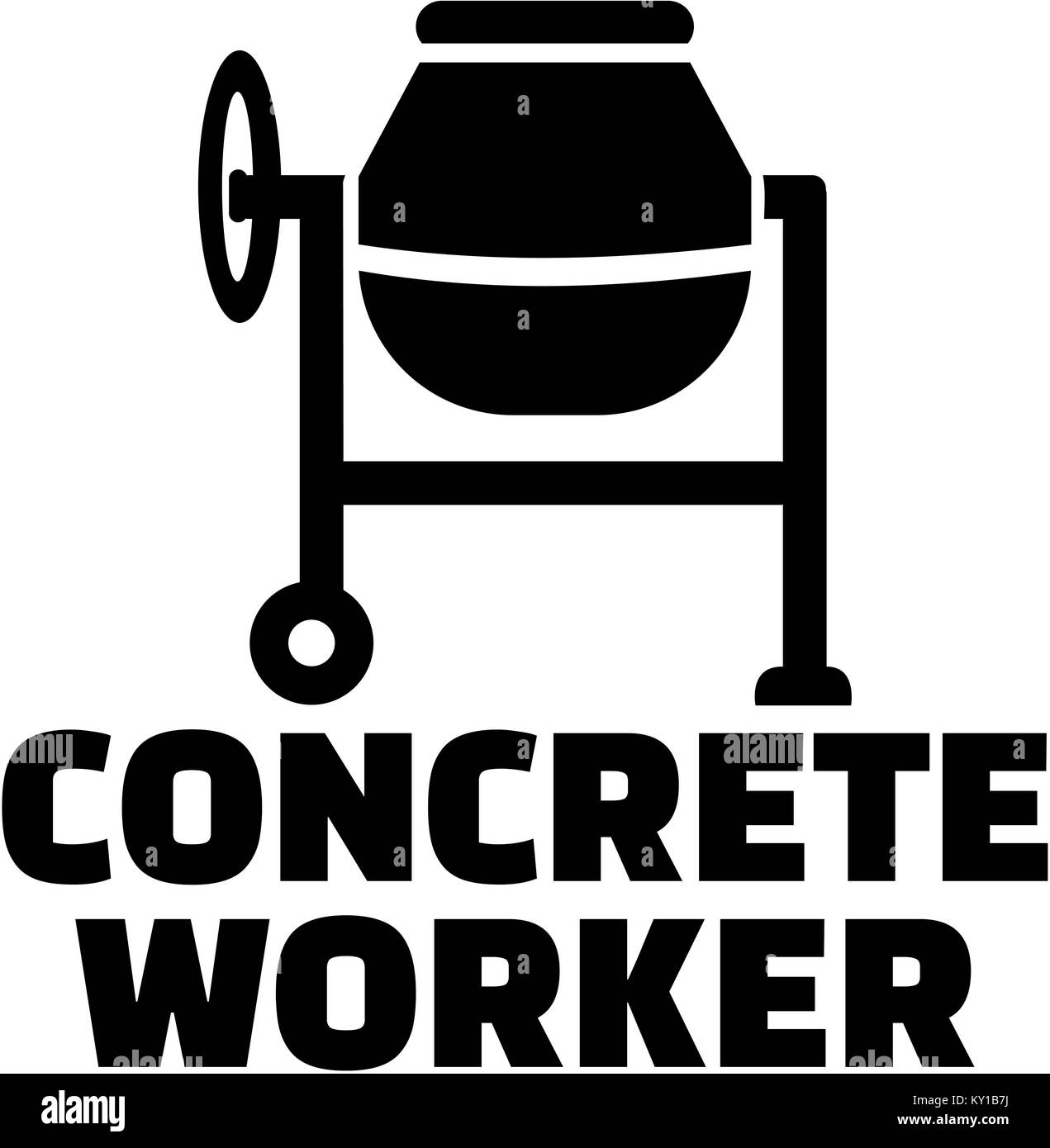 Concrete worker with cement mixer Stock Photo Alamy
