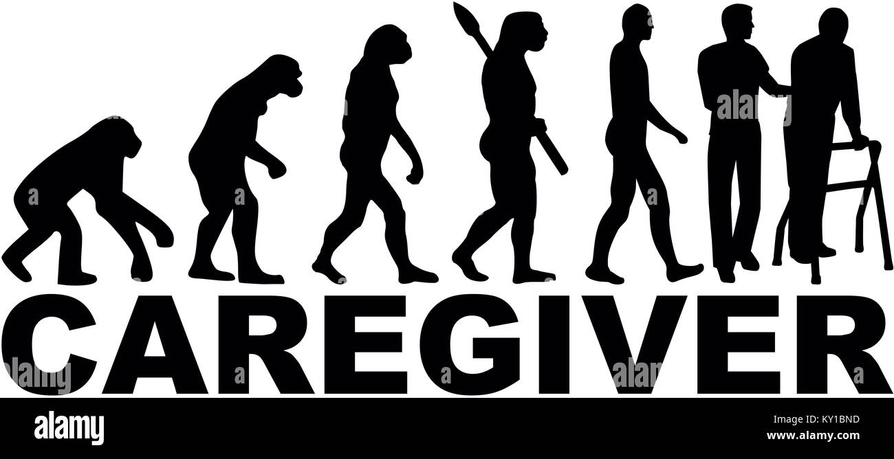 Evolution of a male caregiver with job title Stock Photo