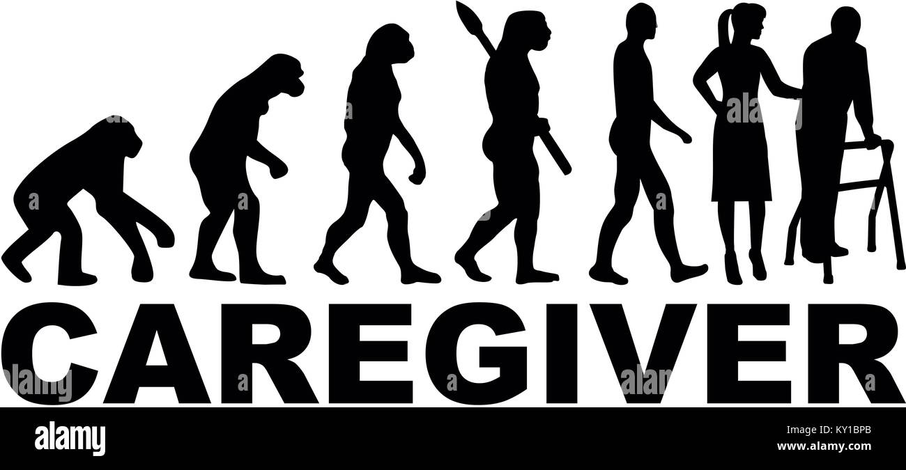 Evolution of a female caregiver with job title Stock Photo
