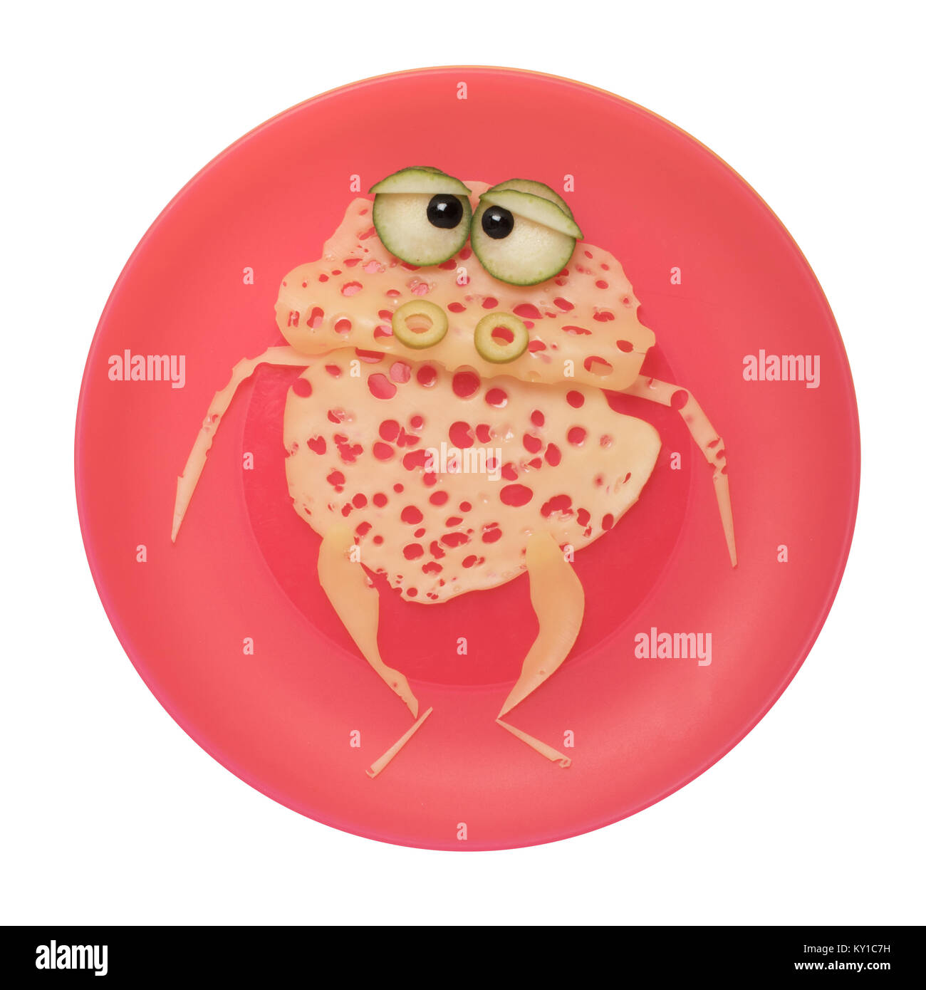 Creative idea of making frog with cheese Stock Photo