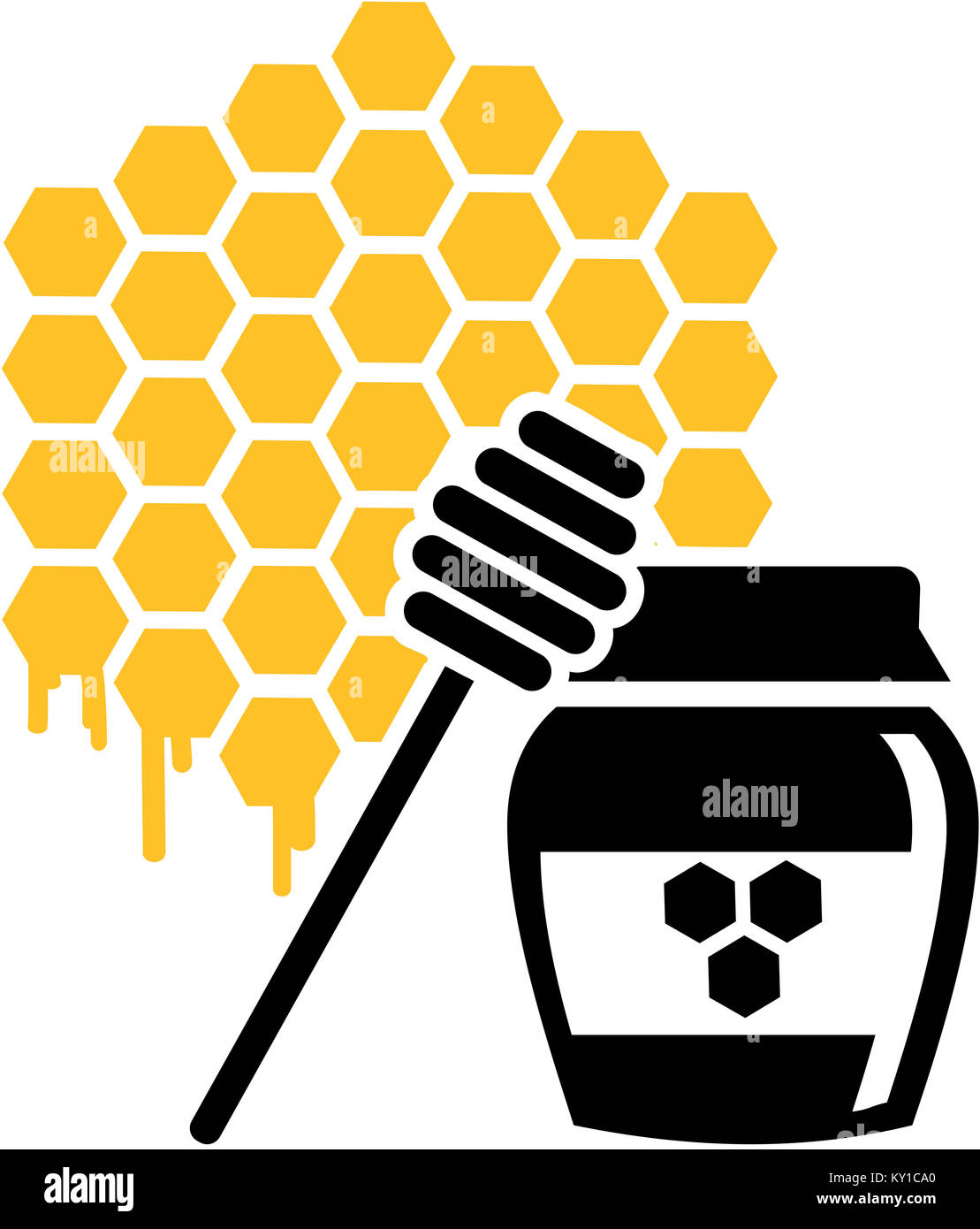 Honeycomb icon melting with honeypot Stock Photo