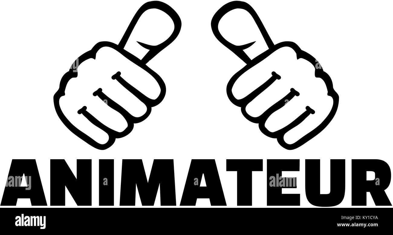 Animator german job title with thumbs Stock Photo