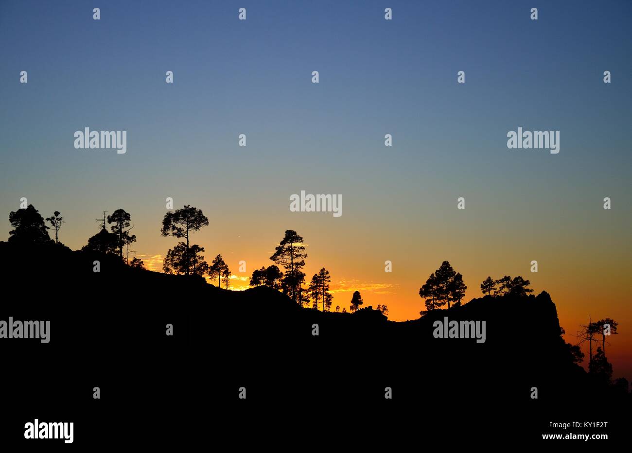 Colorful sunset with vivid blue sky, natural reserve of Pilancones, Canary islands Stock Photo