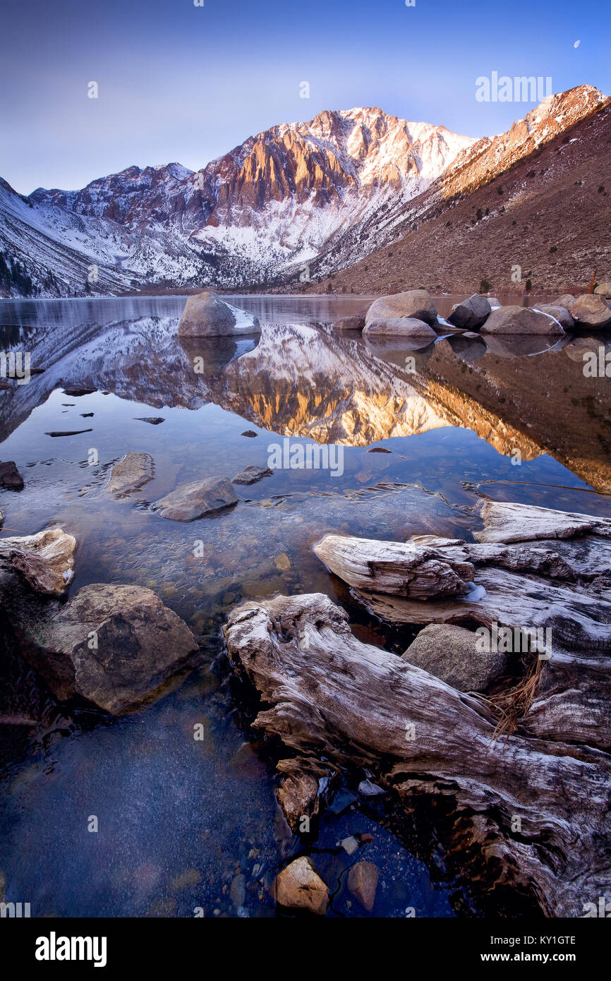 Convict lake is an alpine lake in the Eastern Sierras close to the highway 395. Stock Photo
