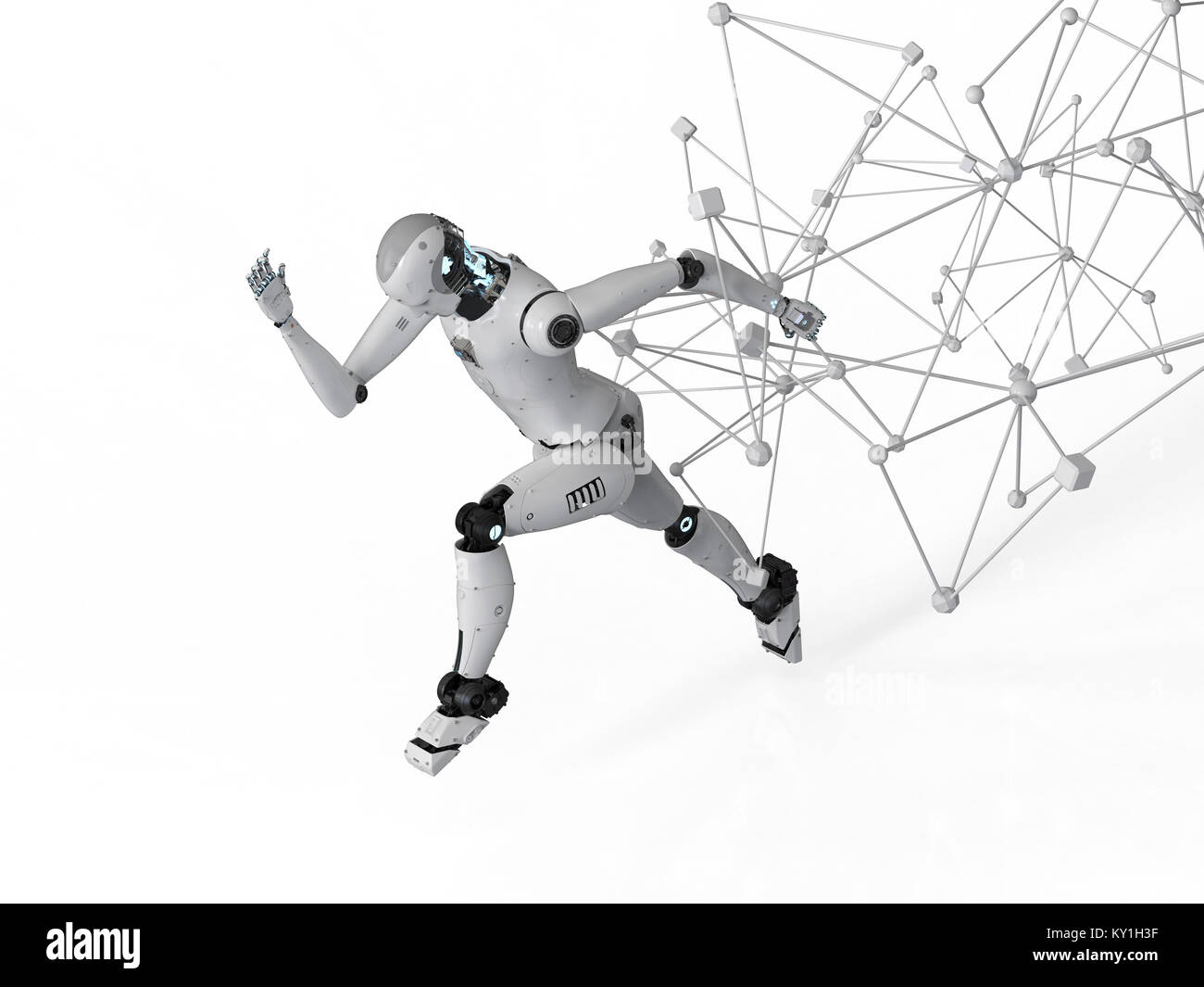 3d rendering robot running with connection structure Stock Photo - Alamy