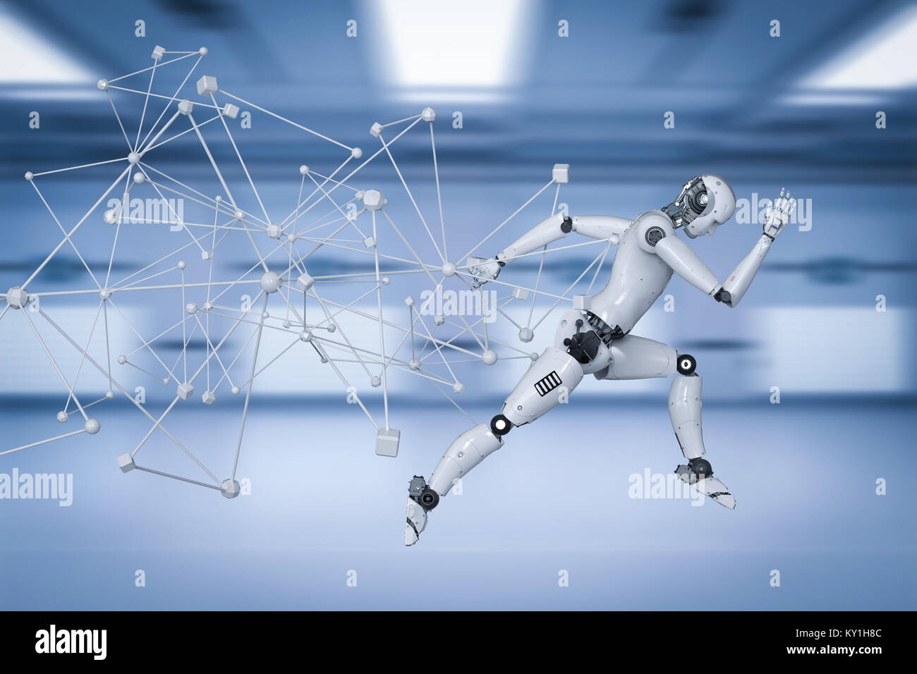 3d rendering robot running with connection structure Stock Photo - Alamy