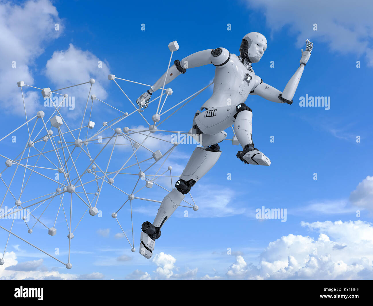 3d rendering robot running with connection structure Stock Photo - Alamy