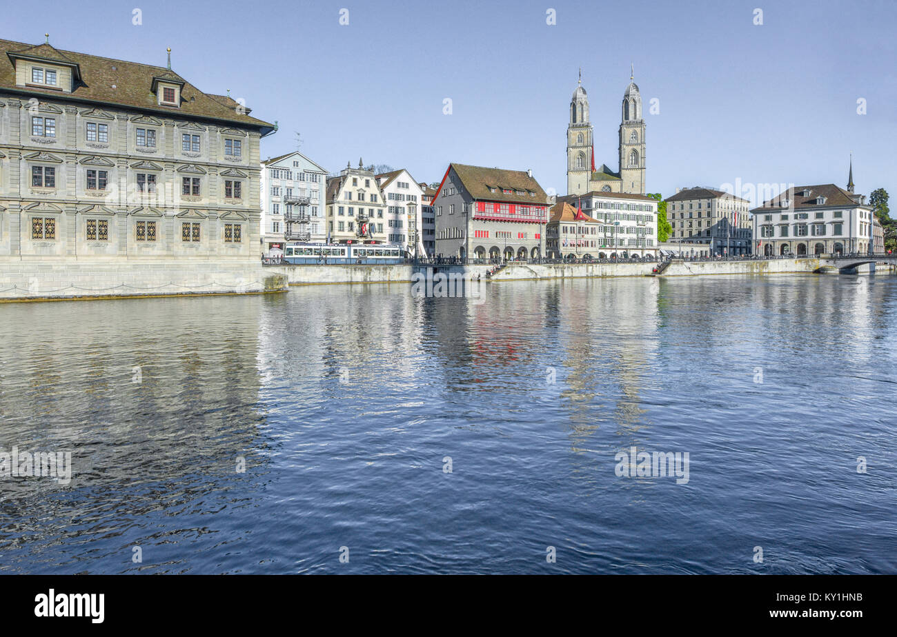 River view of Zurich. On the banks of Limmat river Stock Photo - Alamy