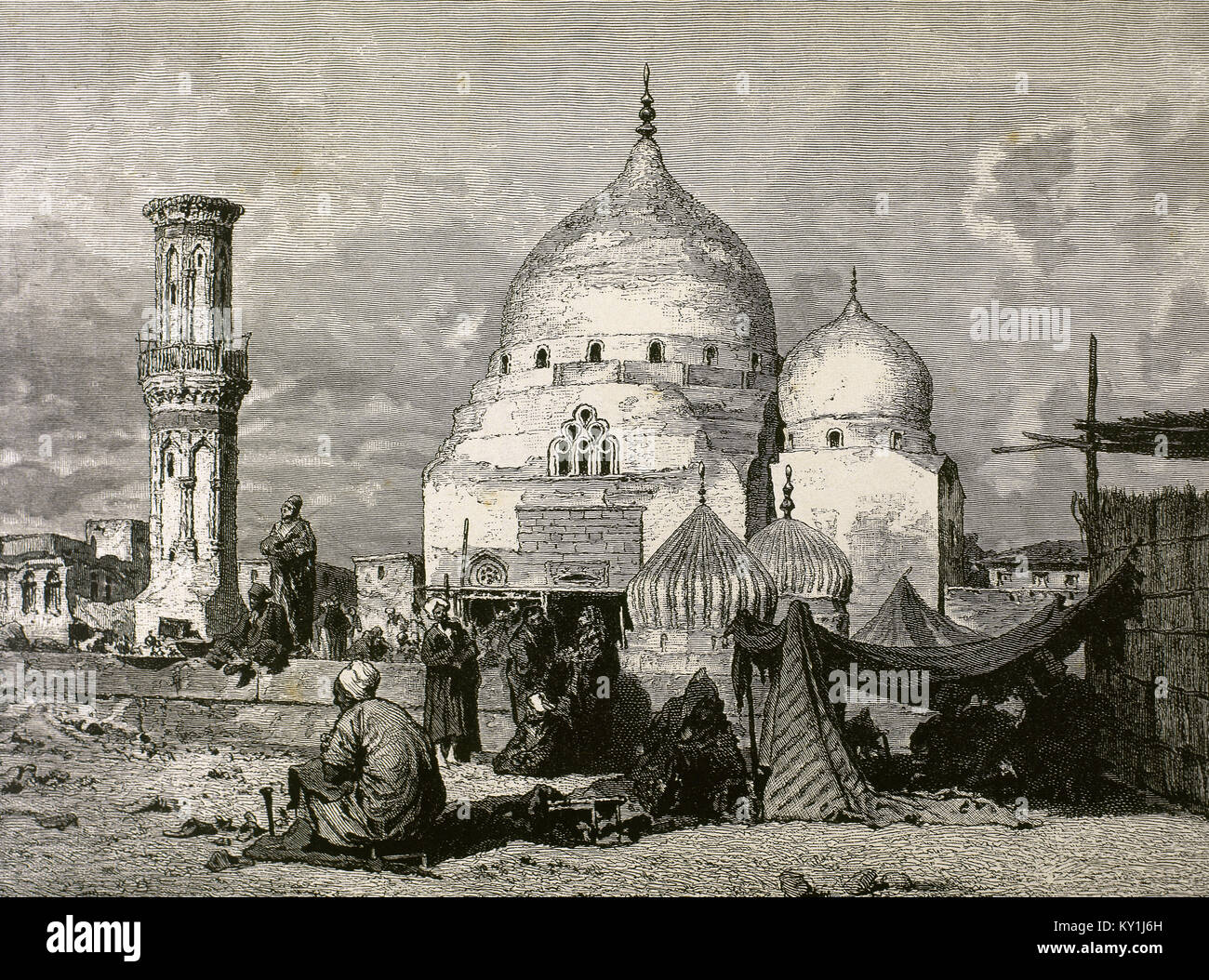 Egypt. Desouk. El Ibrahimi Mosque. Engraving. 19th century. Stock Photo