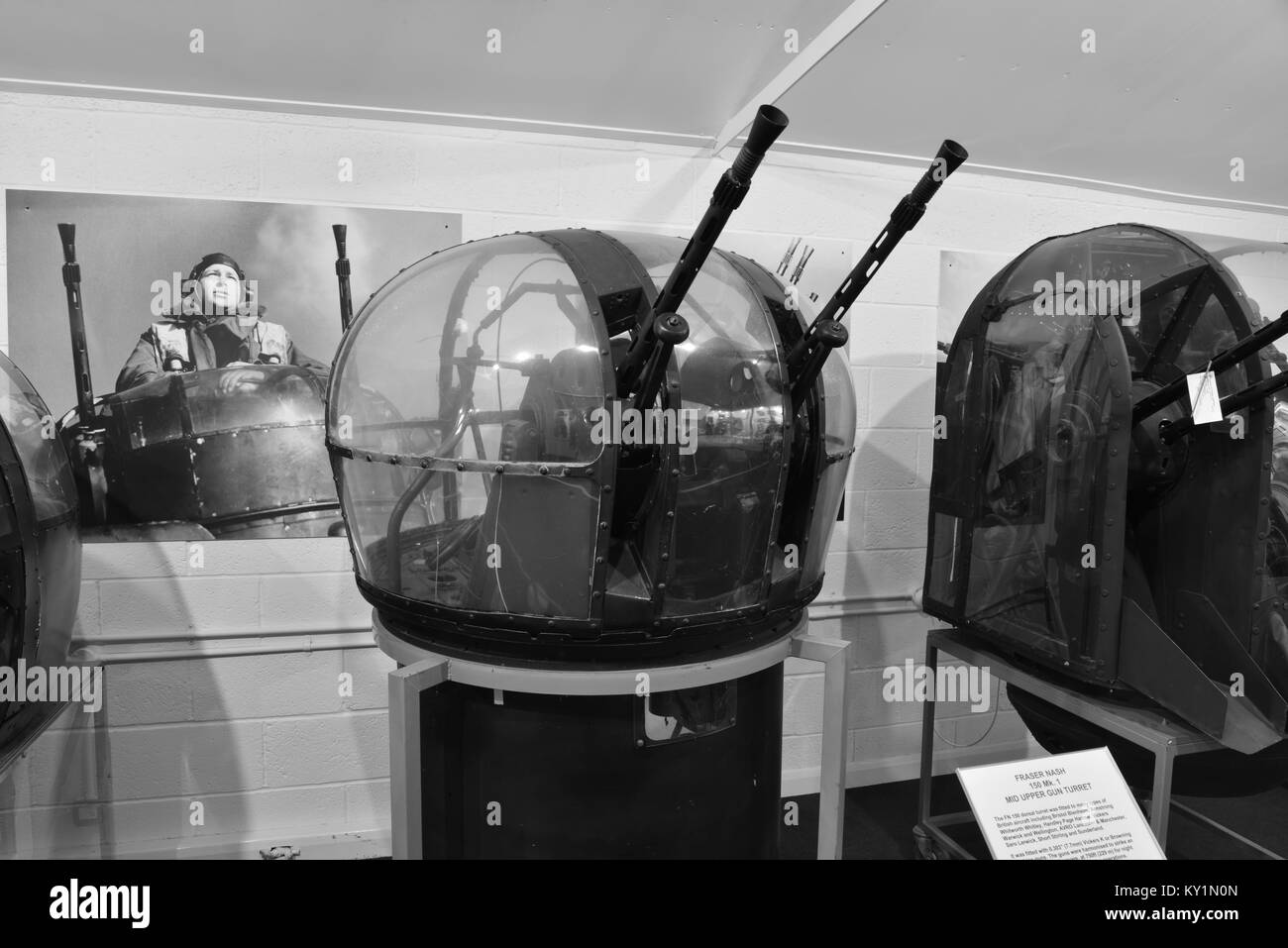 A Machine gun turret from a World War Two British Bomber Stock Photo