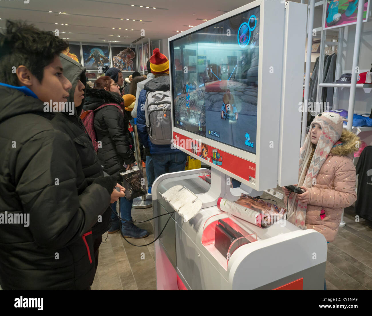 Game Lovers In Nintendo World Try Out The Nintendo Switch Consoles In Rockefeller Center In New York On Saturday December 30 17 The Nintendo Switch Is A Big Hit For The Company