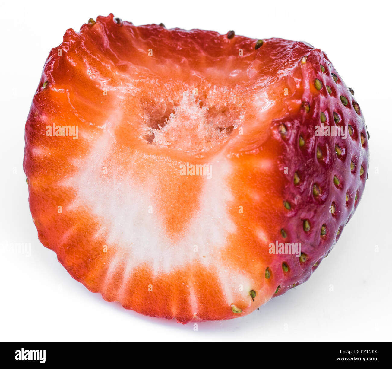 Half sliced strawberry with bite marks Stock Photo Alamy