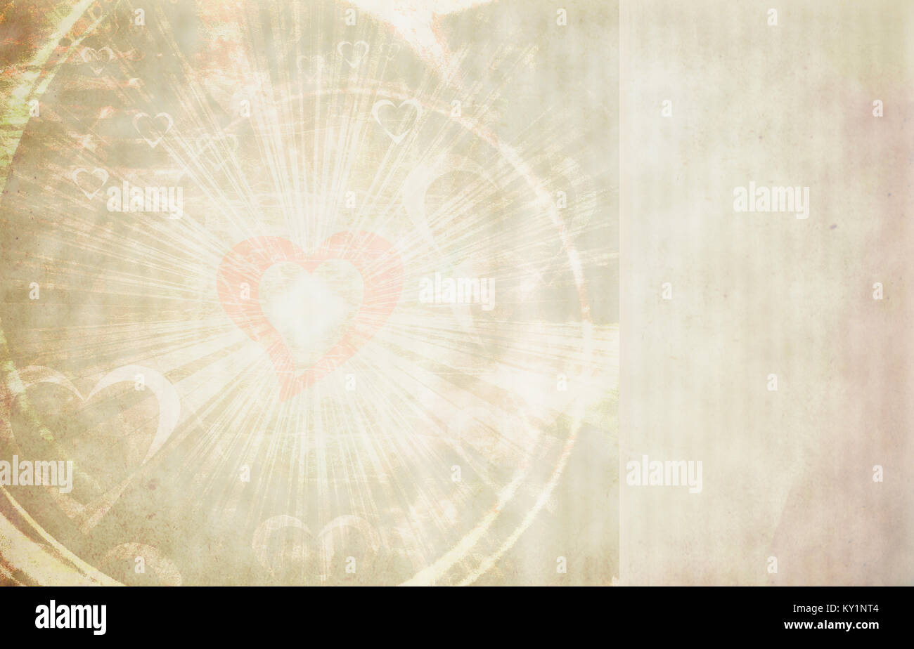 Vintage gift card with heart shaped space for text in a in beige gamut ...