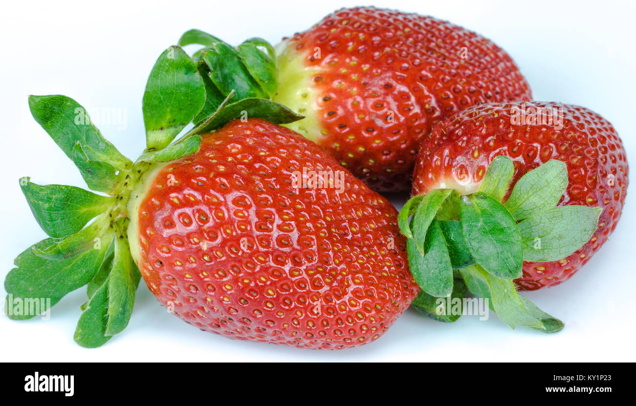 Ripe strawberry on white background Stock Photo - Alamy