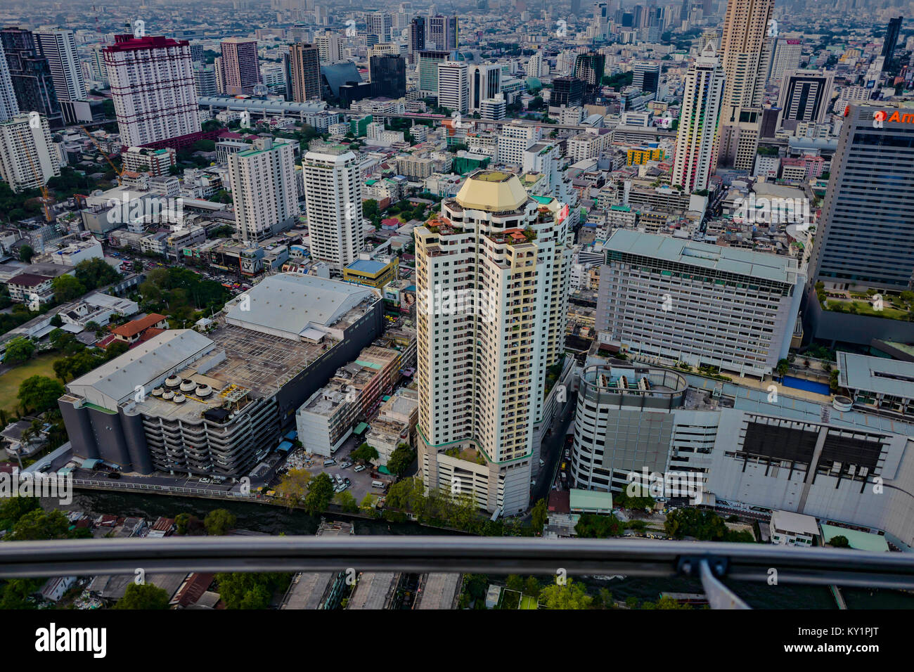 Bankok,Thailand,City skyline from above a restaurant Stock Photo