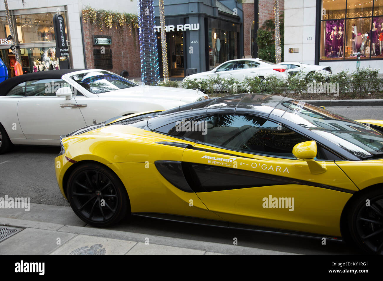 Luxury cars, Rodeo Drive, Beverly Hills, Los Angeles, California