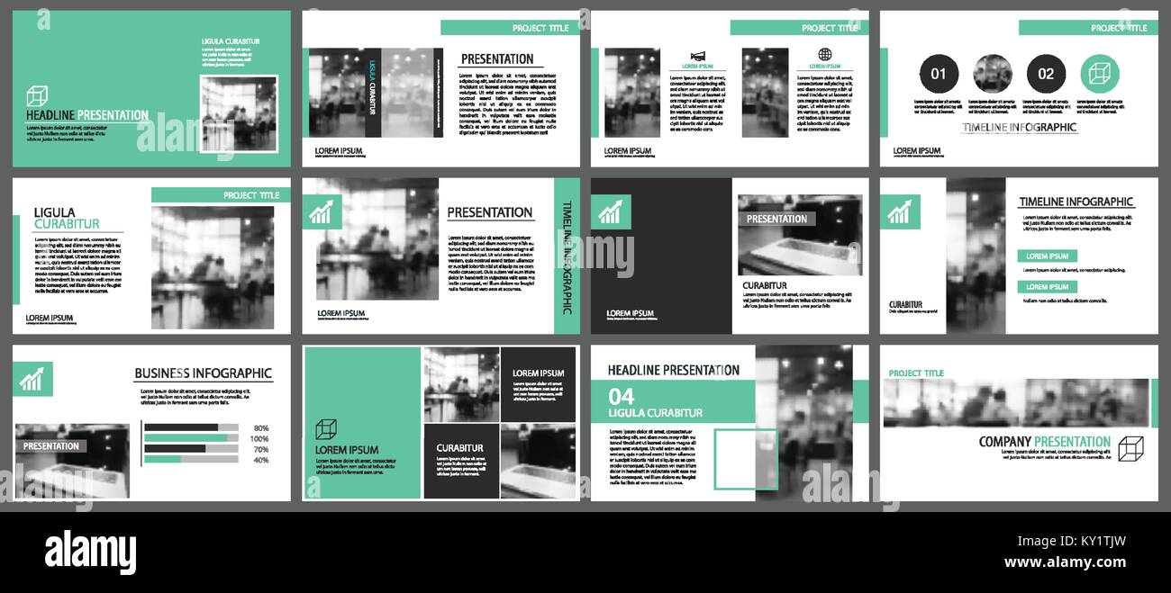 Green and white element for slide infographic on background ...