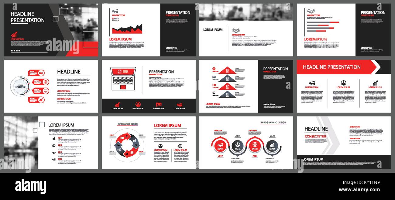 Red and white element for slide infographic on background. Presentation