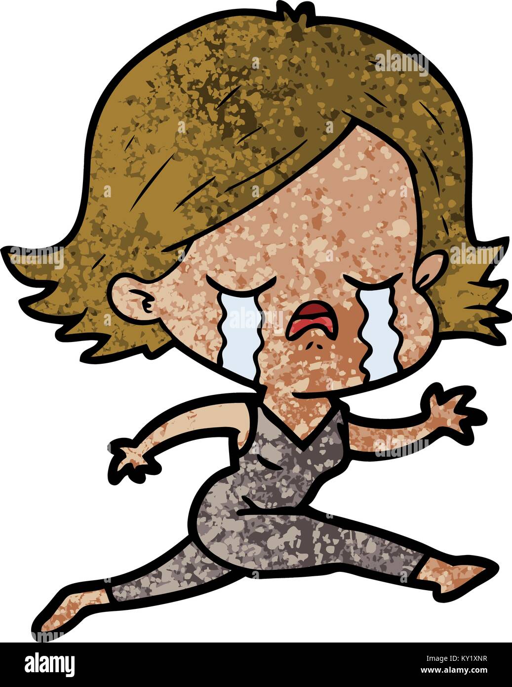 cartoon girl crying whilst running Stock Vector Image & Art Alamy