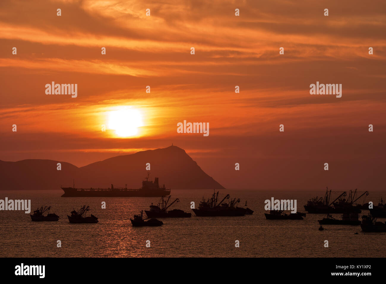 Sunset at Callao Peru Stock Photo