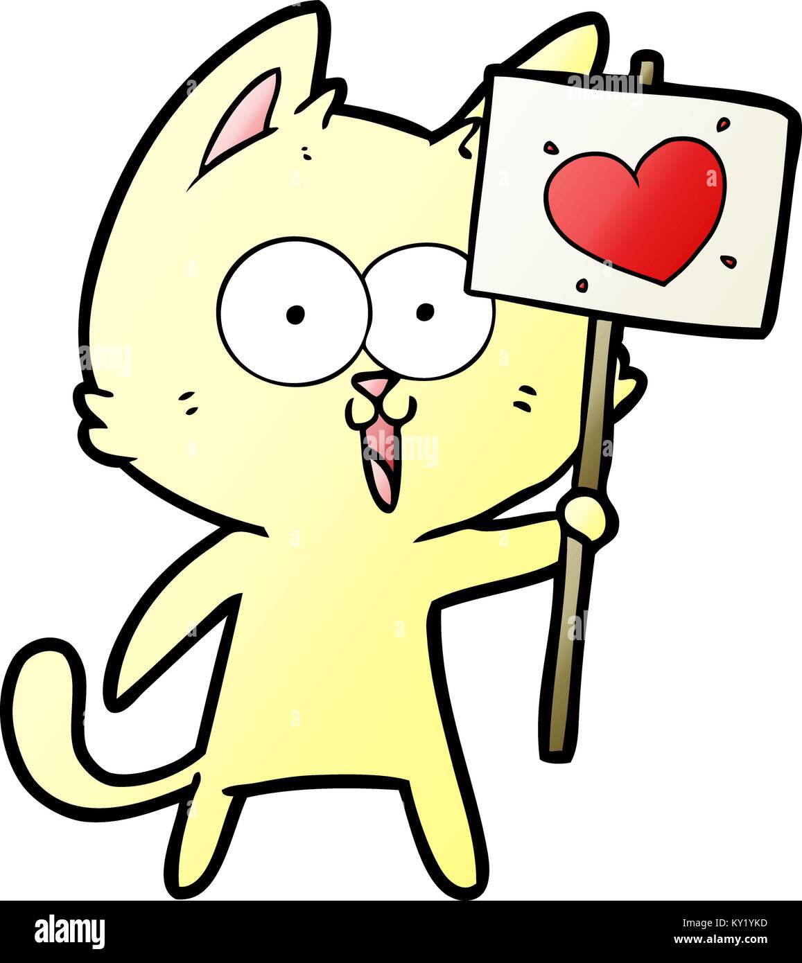 funny cartoon cat with love heart sign Stock Vector Image & Art - Alamy