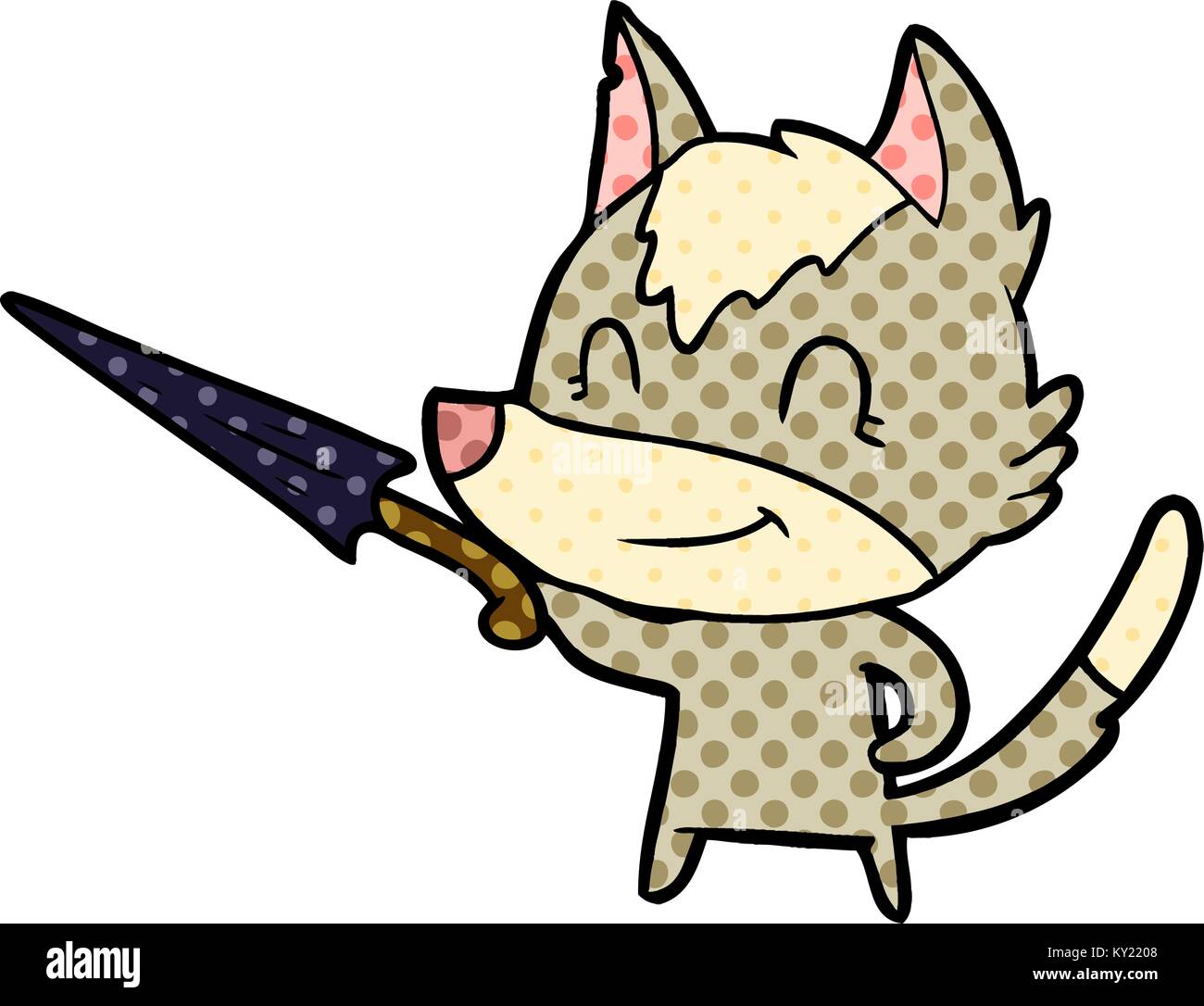 friendly cartoon wolf with umbrella Stock Vector Image & Art Alamy