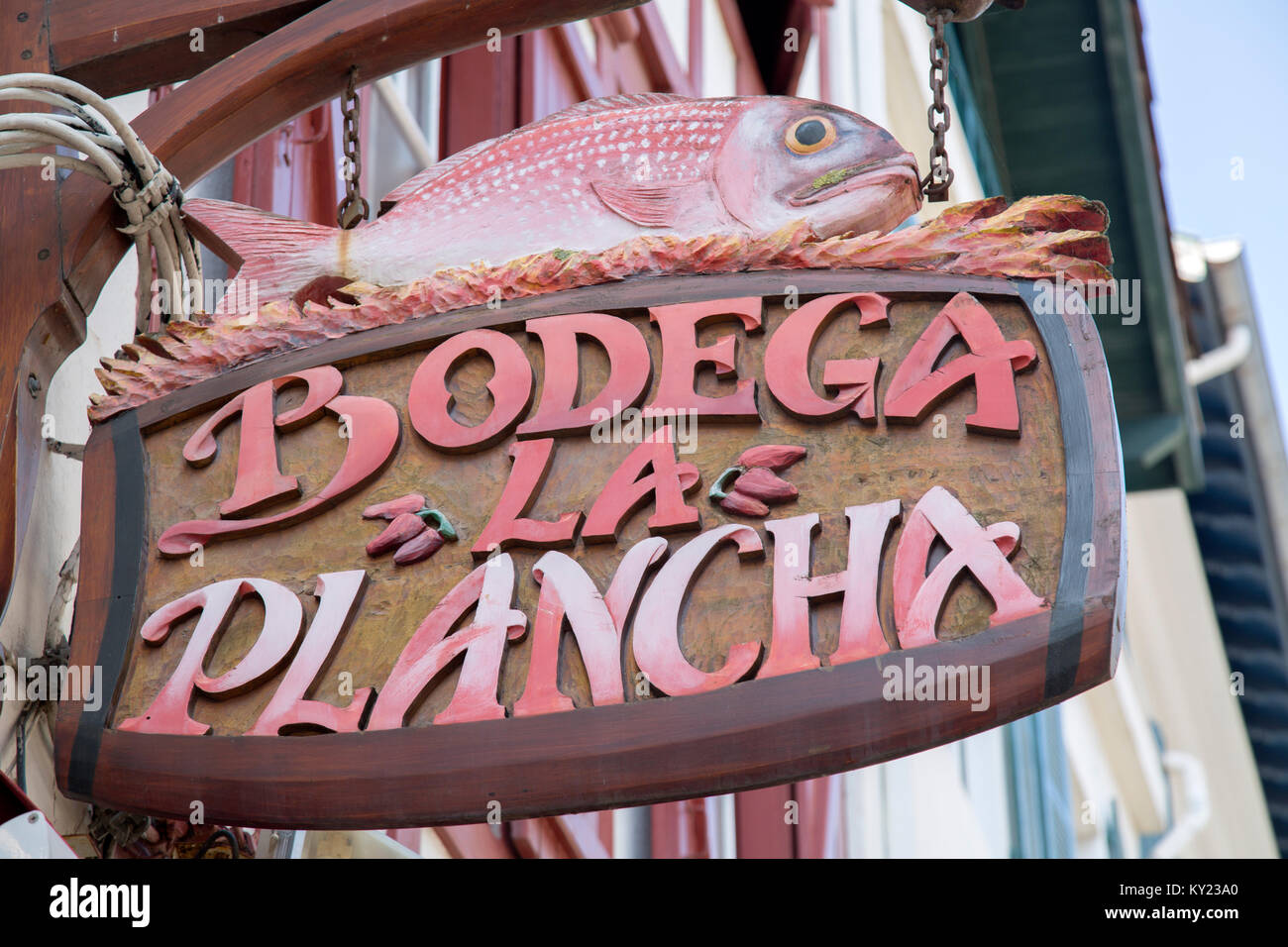 Bodega la Plancha Restaurant Sign; Saint Jean de Luz; Basque Country;  France Stock Photo - Alamy