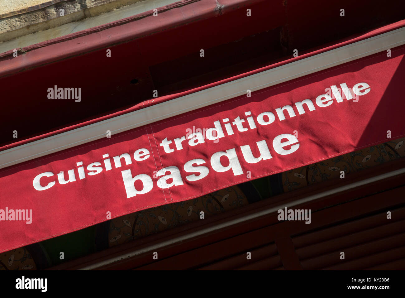 Basque Signage Traditional Basque Cuisine Sign, Saint Jean de Luz; France Stock Photo ...