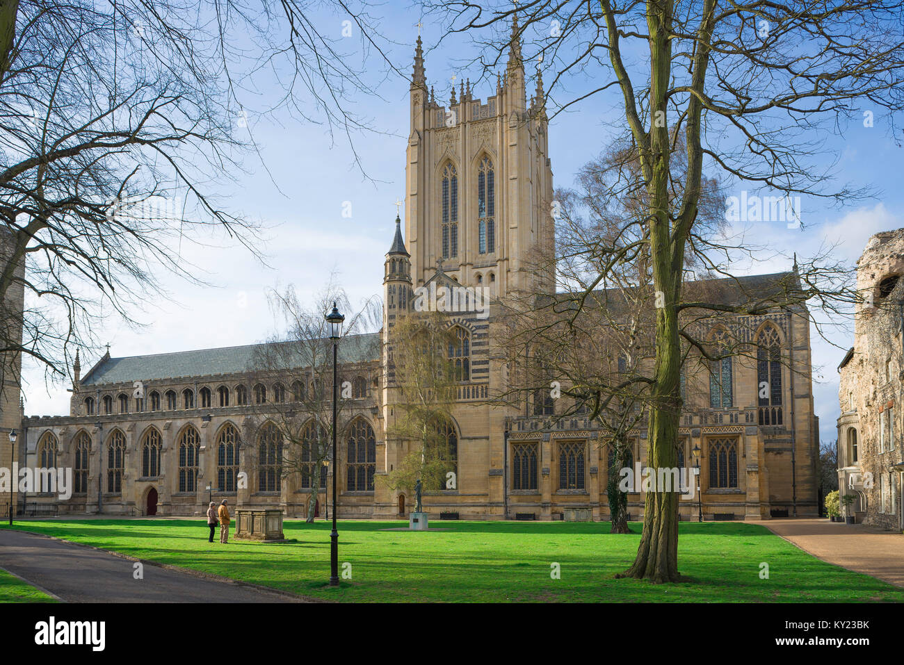 Bury St Edmunds cathedral, view across the Cathedral Close towards the