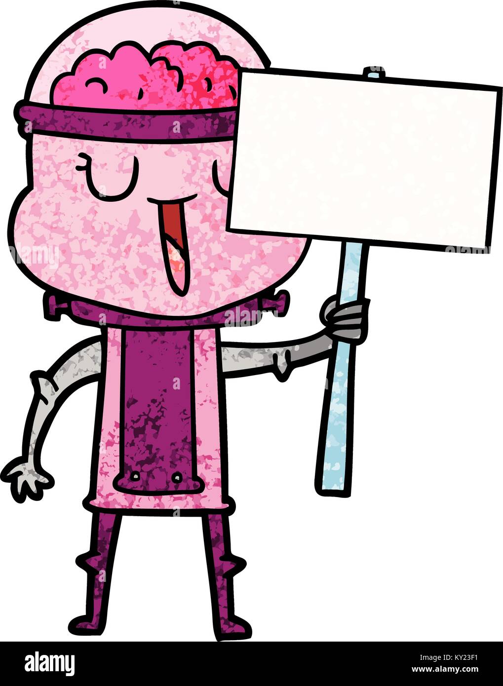 happy cartoon robot with sign Stock Vector Image & Art - Alamy