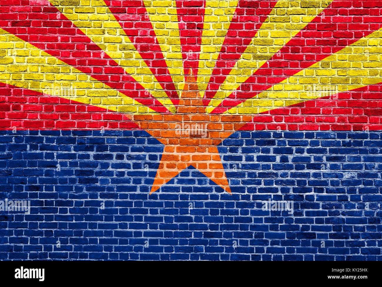 Arizona US flag painted on old vintage brick wall Stock Photo - Alamy