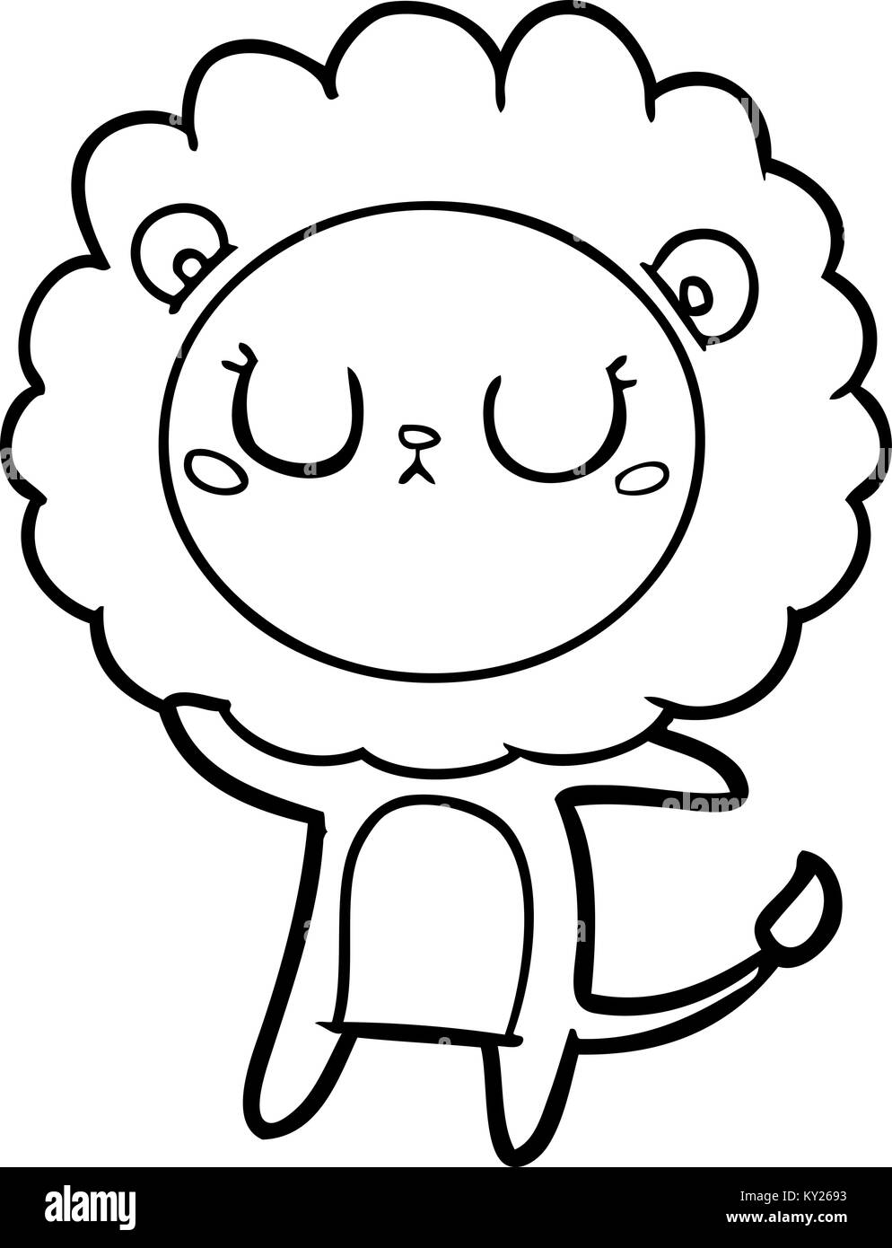 Cartoon illustration funny lion Black and White Stock Photos & Images ...