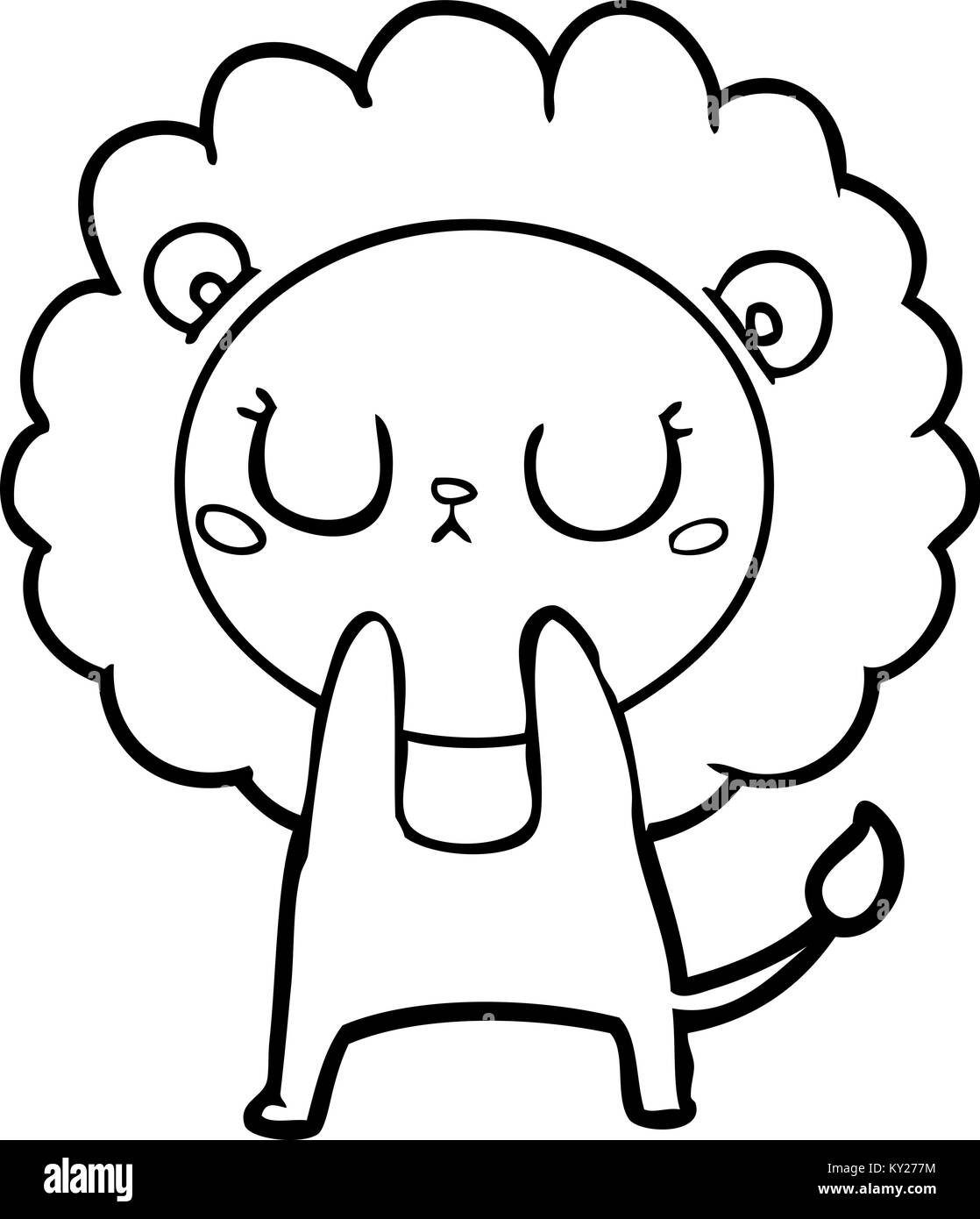 Cartoon illustration funny lion Black and White Stock Photos & Images ...