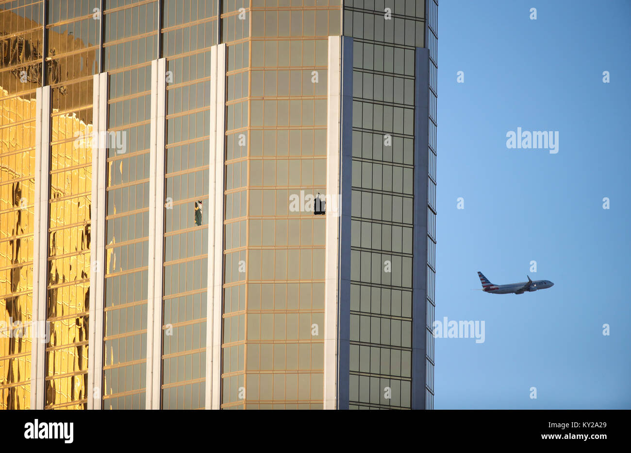 Beijing, Mandalay Bay Hotel where the shooter conducted his mass shooting in Las Vegas. 1st Oct