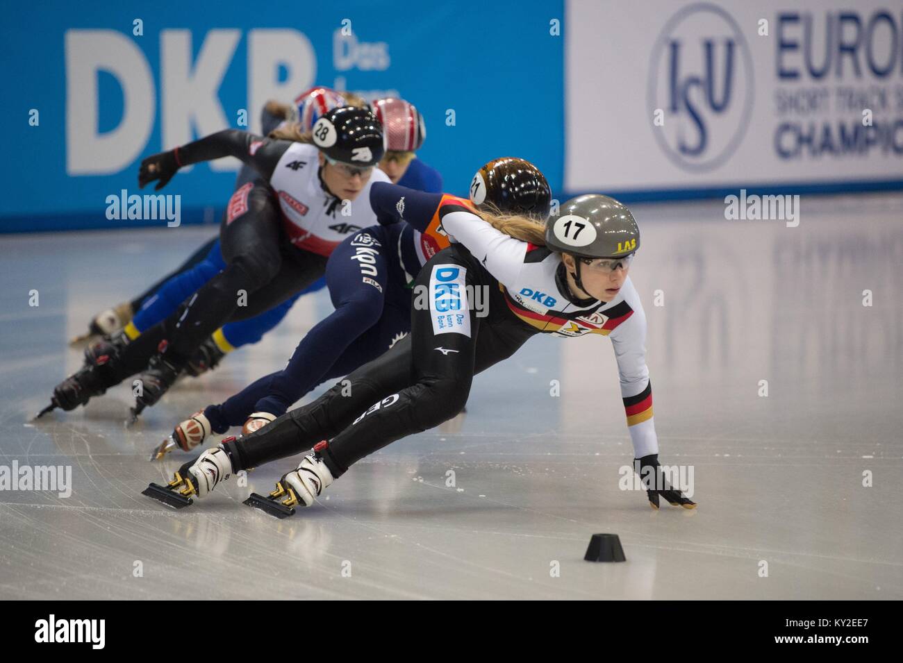 Germany S Anna Seidel R In Action At The Women S 1500m Short Track Qualifying Competition Of The European Speed Skating Championship In Dresden Germany 12 January 2018 Photo Sebastian Kahnert Dpa Stock Photo Alamy