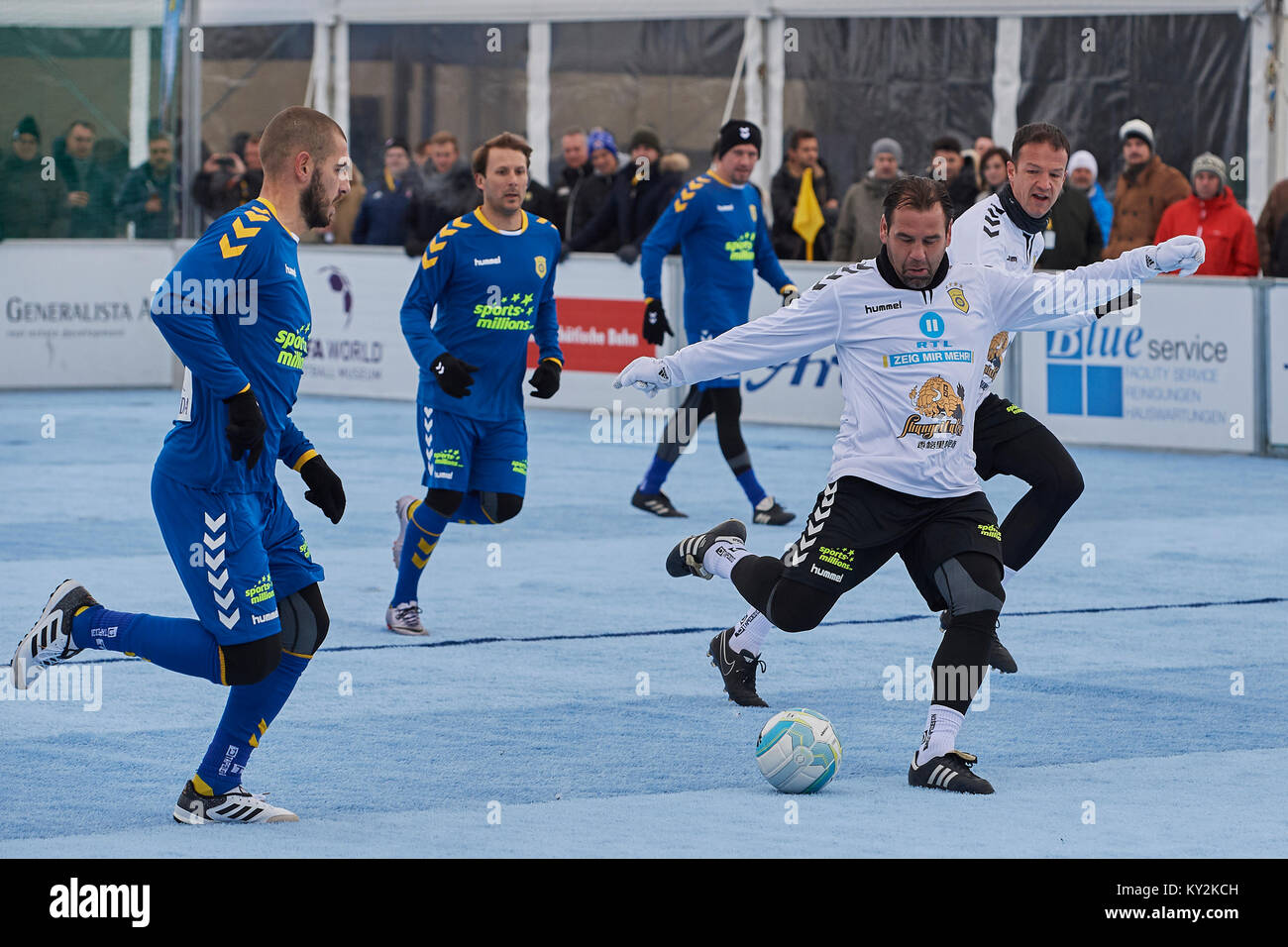 Arosa, Switzerland. 12th Jan, 2018. Ulf Kirsten with a shot during the 8th  unofficial Ice Snow Football World Cup 2018 in Arosa. Credit: Rolf  Simeon/Proclaim/Alamy Live News Stock Photo - Alamy