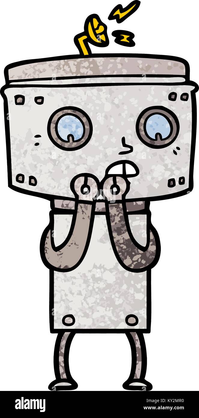 Nervous Cartoon Robot Stock Vector Image Art Alamy