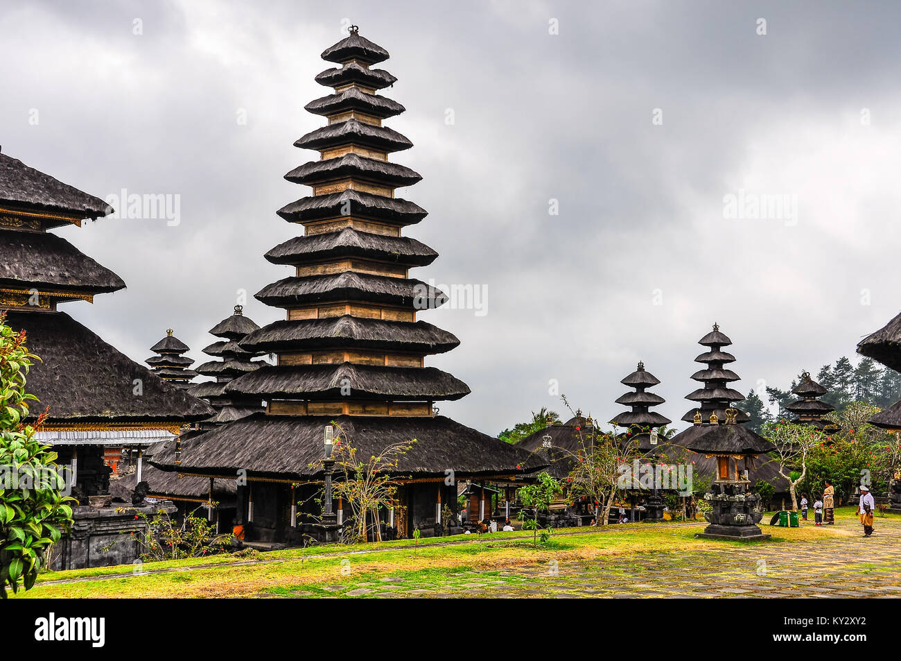 Roofs in Pura Besakih Temple in Bali Island, Indonesia Stock Photo