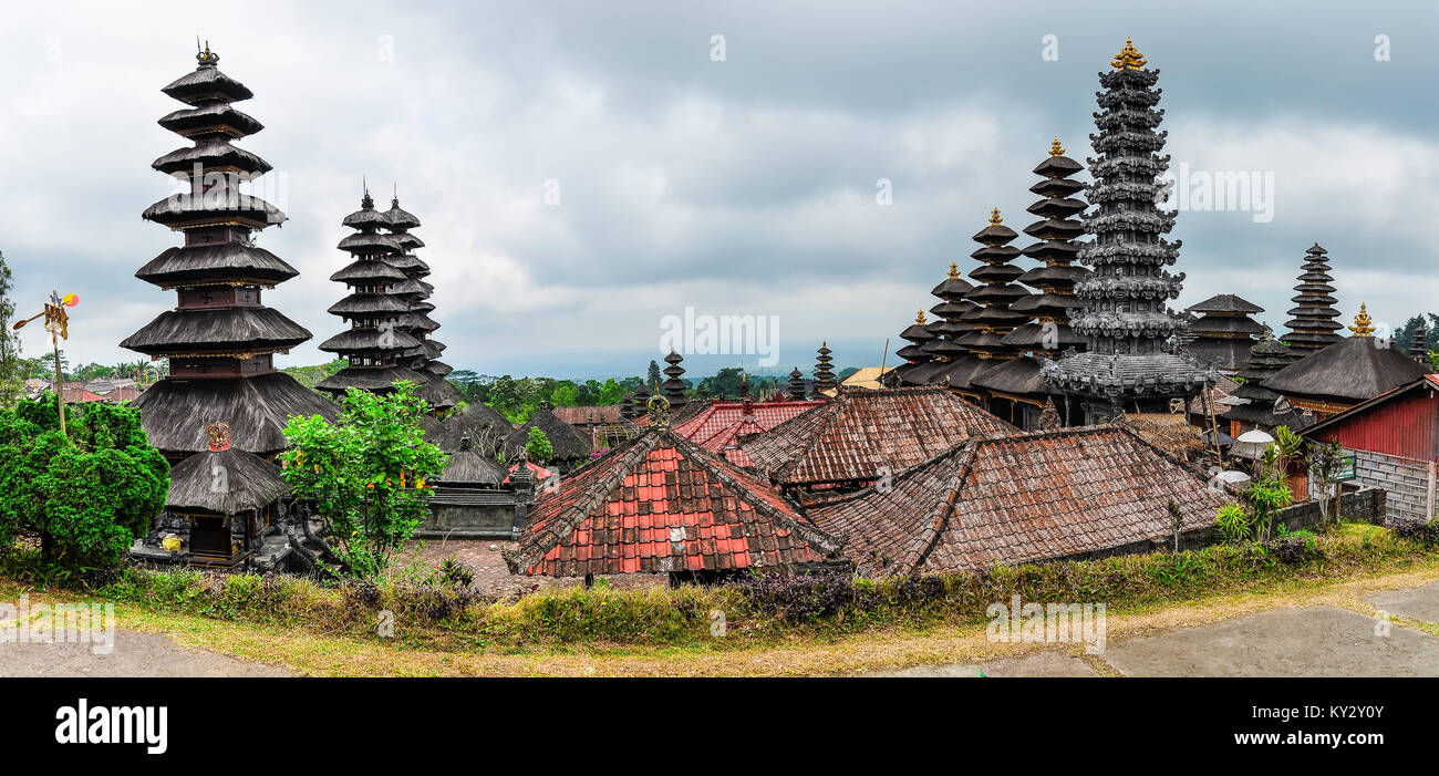 Roofs in Pura Besakih Temple in Bali Island, Indonesia Stock Photo
