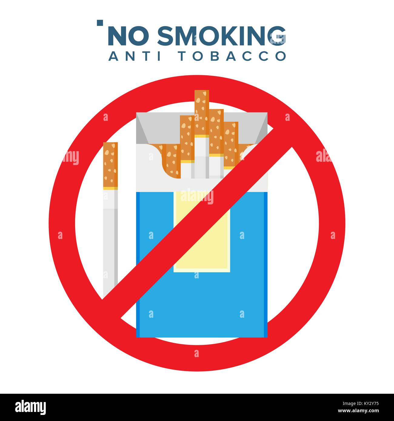 No Smoking Sign Vector. Prohibition Icon. Anti Offering And Bad Habit. Isolated Flat Cartoon Illustration Stock Vector
