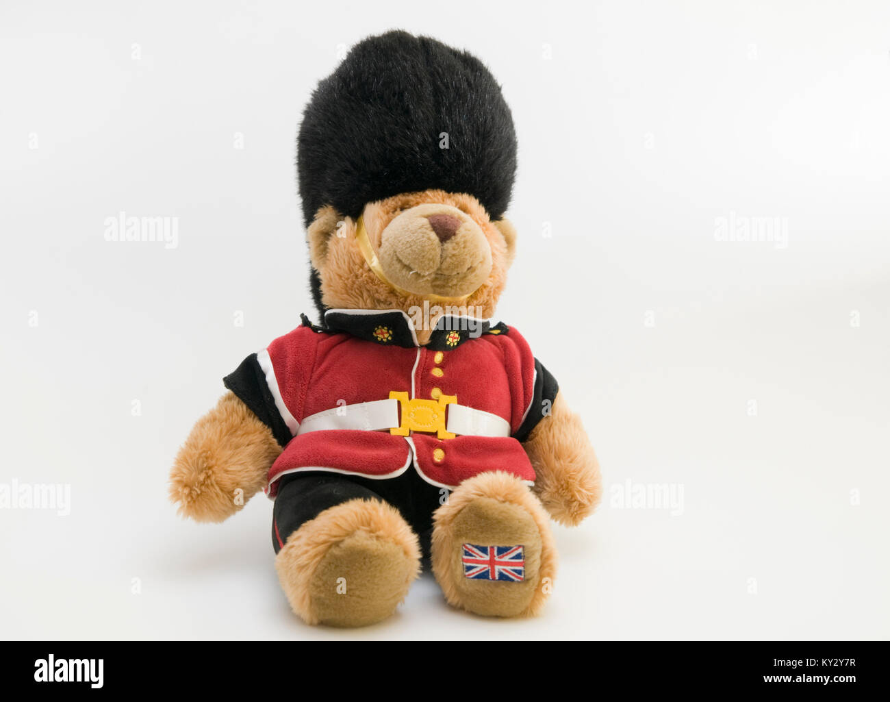 British Buckingham Palace beefeater soldier guard Teddy bear stuffed doll Stock Photo