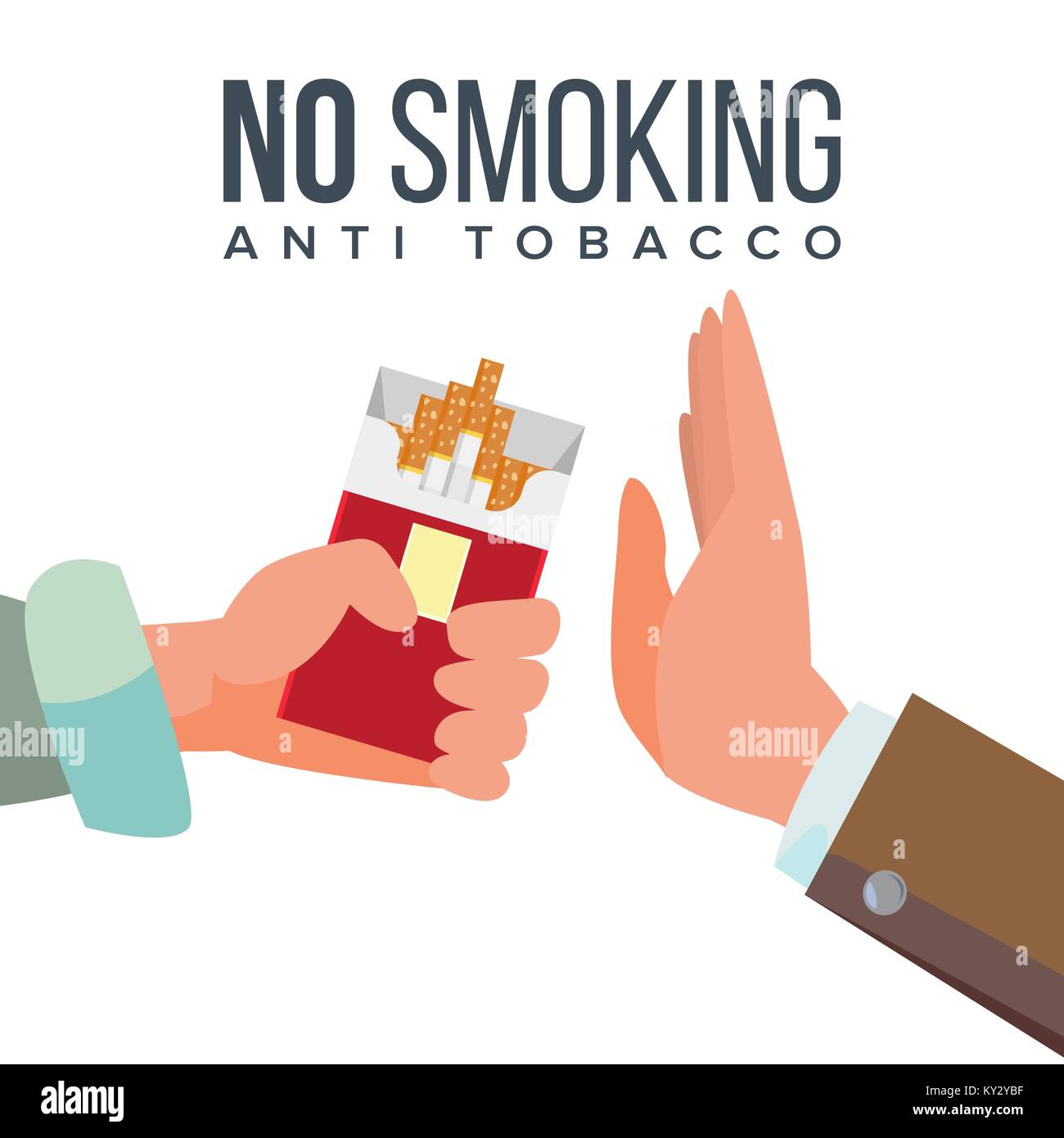 No Smoking Concept Vector. Anti Tobacco. Hand Offers To Smoke Holding A  Pack Of Cigarettes. Gesture Rejection. Proposal Smoke. Isolated Flat  Cartoon Illustration Stock Vector Image & Art - Alamy