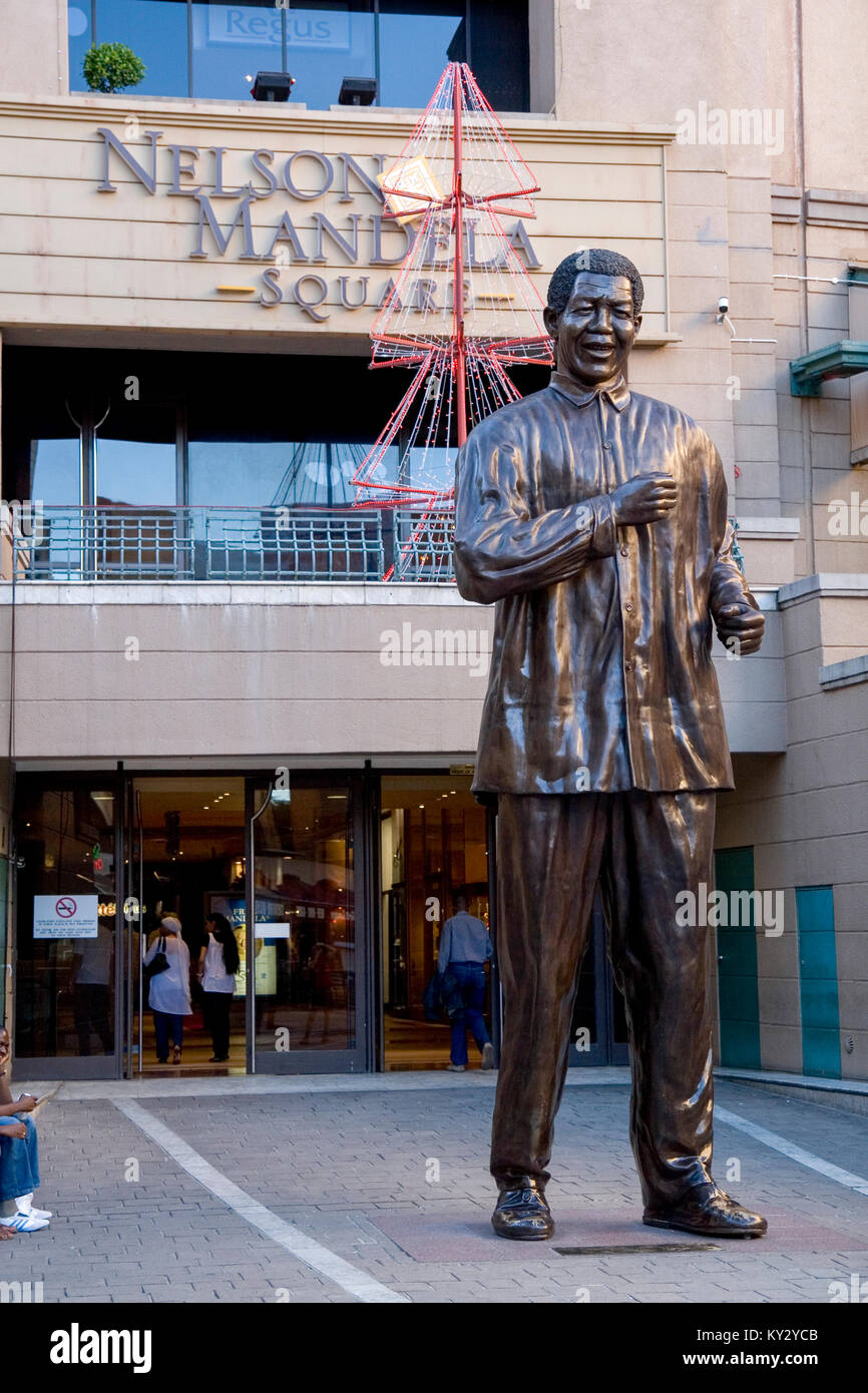 South Africa, Sandton, Johannesburg. A statue of Nelson Mandela at